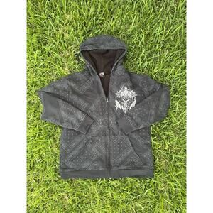 Vintage MMA Elite Hoodie Mens Medium Black Y2K Emo Grunge Cyber Punk Sweatshirt